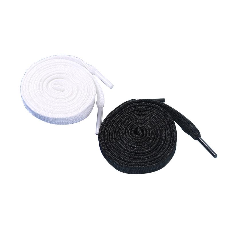 10mm Double Layer Flat Polyester Shoelaces for Casual Sports Shoes - White