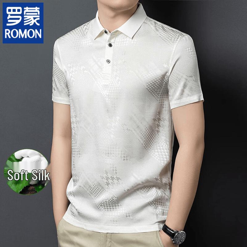 ROMON Men's Summer Mulberry Silk Polo T-shirt