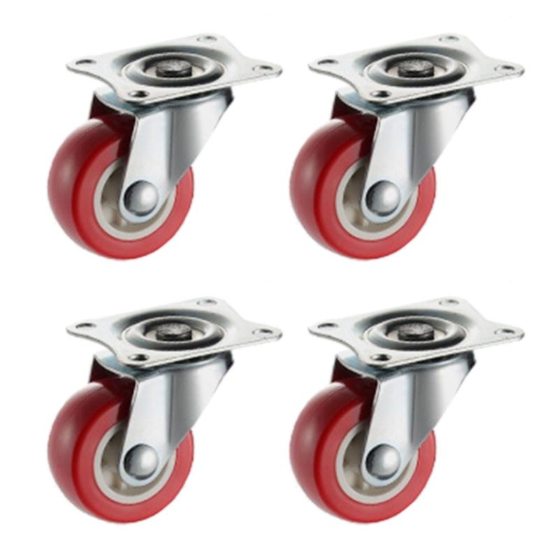 

4 шт. Металлические ролики, вращение на 360 градусов, сверхпрочные универсальные ролики с тихим дизайном, подходят для дома и офиса 75mm красный