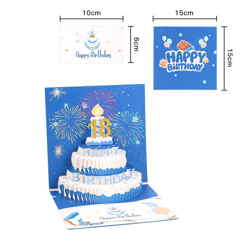 Cultural & Creative Birthday Pop-up Card - Party Blessing & Handmade Student Cake Gift