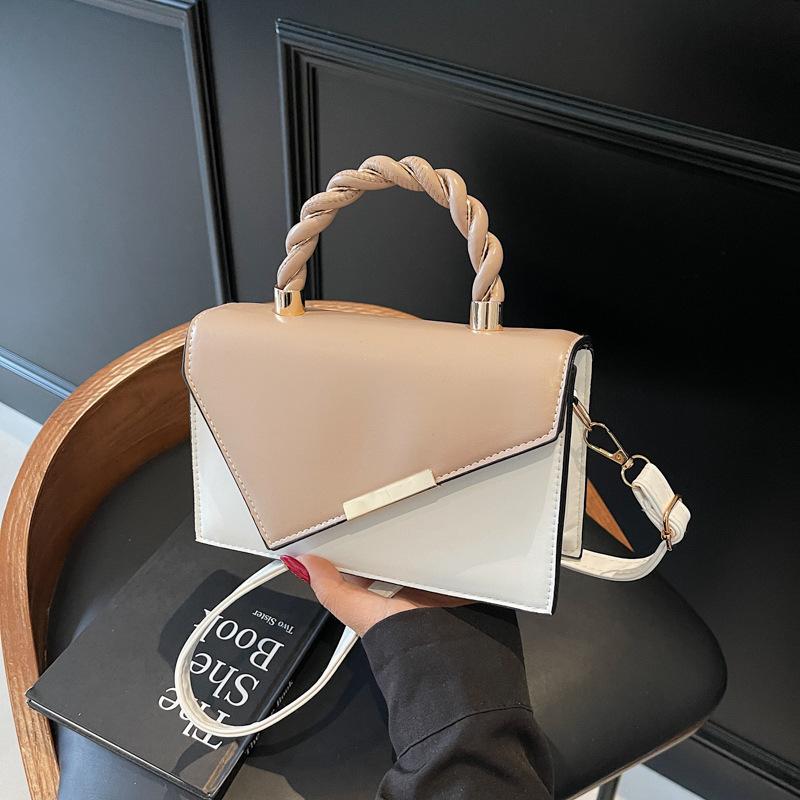 Fashion Texture Color Matching New 2025 Contrasting Color Spring Casual Simple Messenger Metal Portable Small Square Bag Woman