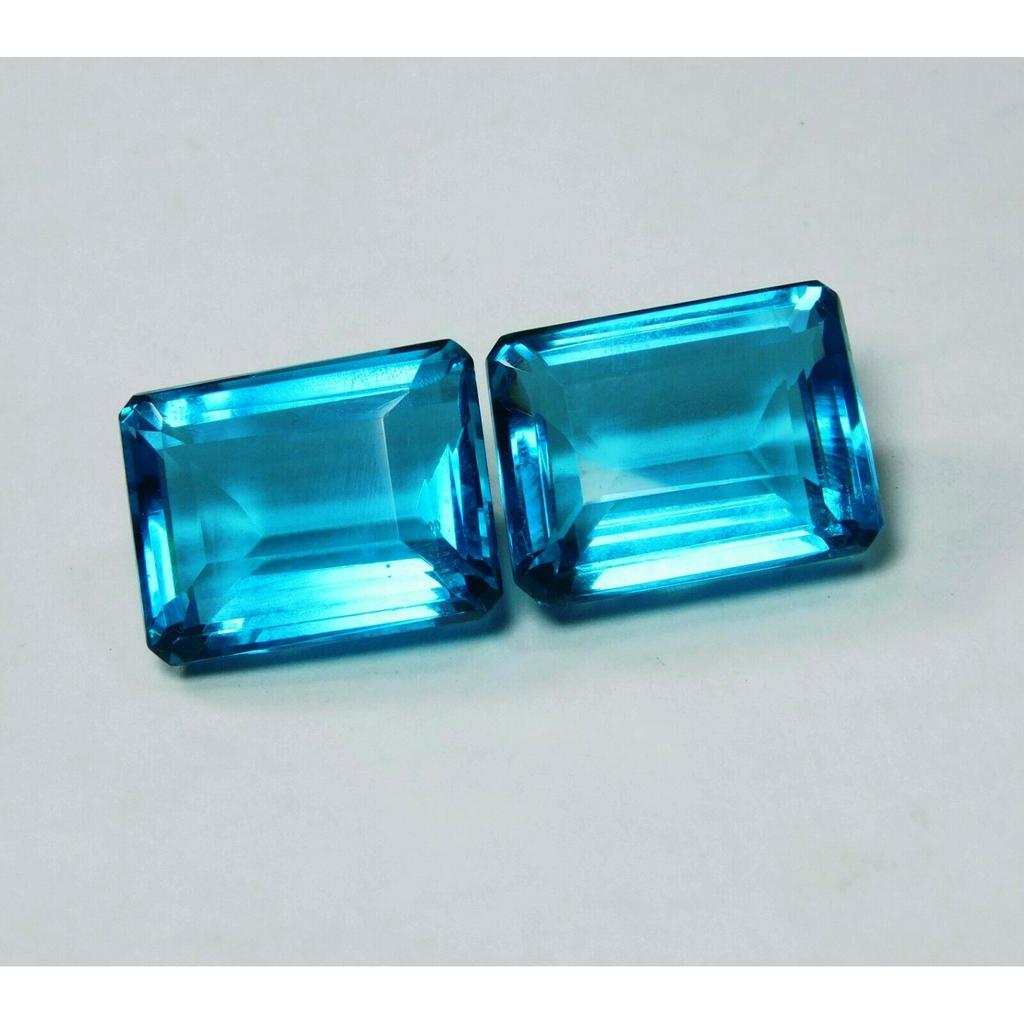 NATURAL Ocean Blue Aquamarine 78 Ct Emerald Cut Loose Gemstones Pair