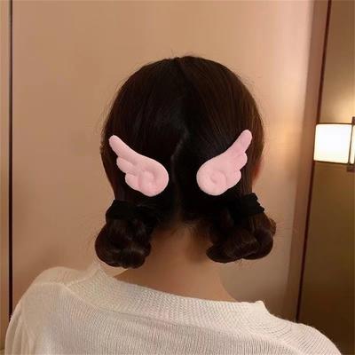 2 Stücke Süße Engelsflügel Seitenclips Mädchen Pony Clip Niedliche Plüsch Haarclips Niedliche Haarverzierung Mode Haarschmuck
