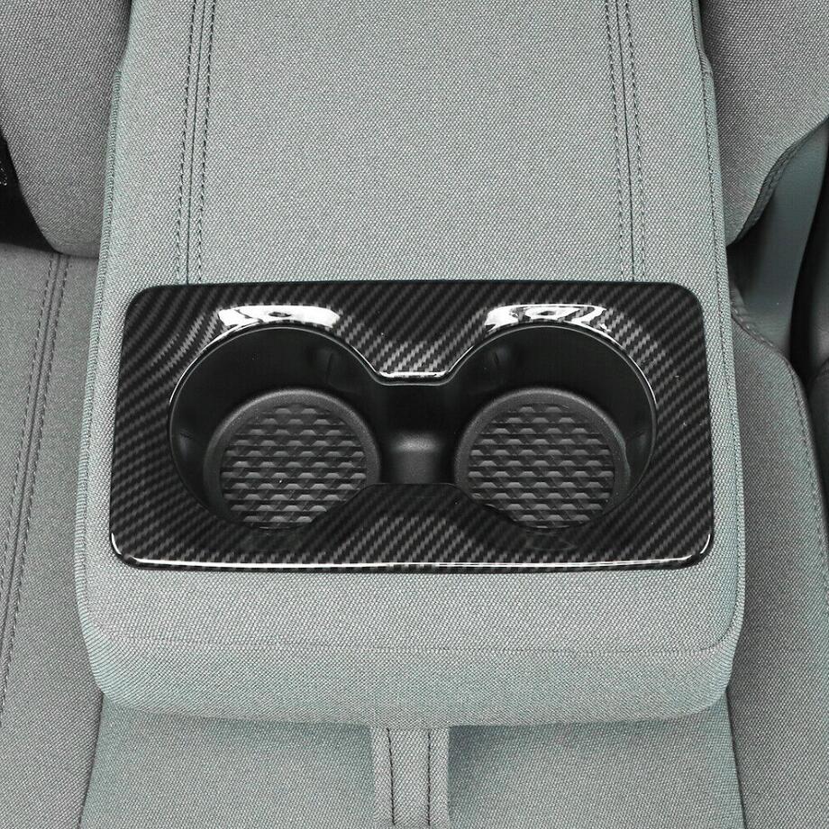 For 2019-2024 Dodge RAM 1500 Carbon Fiber Rear Armrest Box Cup Holder Cover Trim