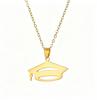 Custom Stainless Steel Graduation Cap Necklace with Laser-Engraved Pendant for Back-to-School Season