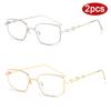 Protective Glasses 2pcs Simple Square Anti Blue Light Irregular Eyewear High-End with Metal Frame Narrow Frame Eyeglasses Frames