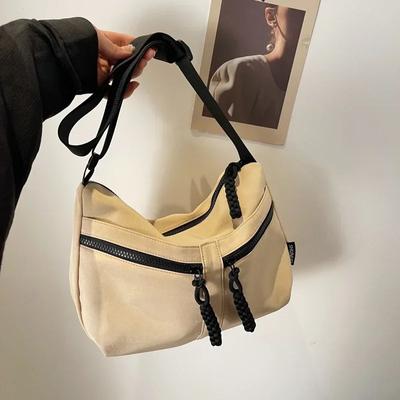 Women's Nylon Crossbody Bag  Interior Compartment Bags  Large Capacity  Casual Youth Handbags  Stitching Line