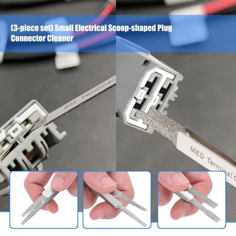 3Pcs Electrical Terminal Cleaner Tool Auto Repairing Hardware Tool Terminal Cleaner Set Electrical Cleaner