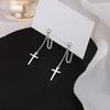 Niche Design 925 Sterling Silver Cross Tassel Stud Earrings - Trendy High-End Cool Style for Women