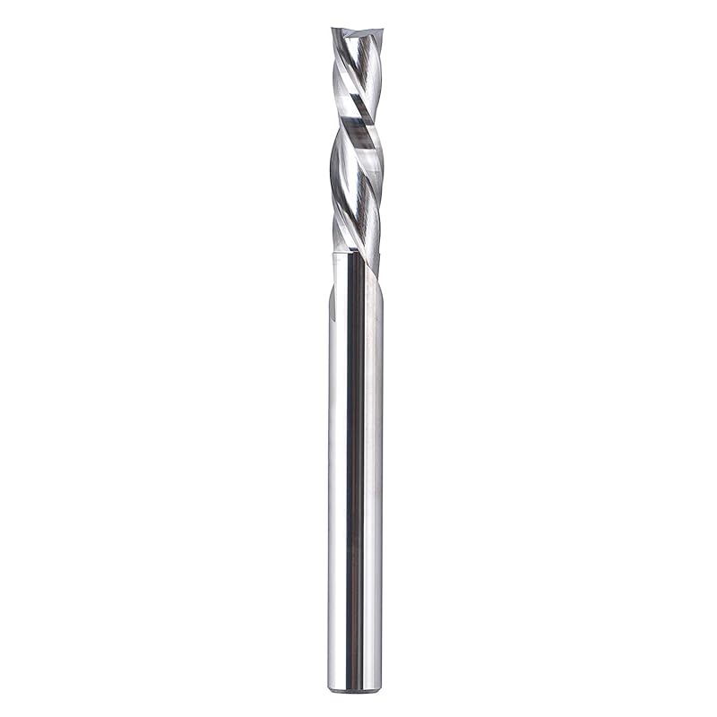 SpeTool Spiral Router Bits with Downcut 1/4 Inch Cutting Diameter, 1 Inch Cutting Length 3 Inch Extra Long HRC55 Solid Carbide CNC End Mill for Wood