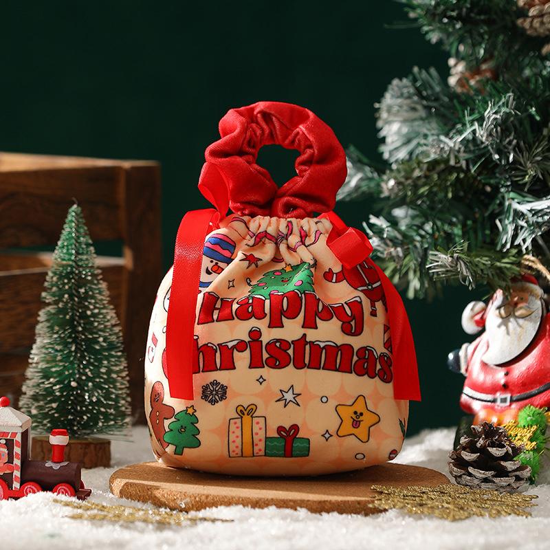 1 Stück Kinder-Themen-Weihnachtsgeschenkbox mit Canvas-Tragetasche Umweltfreundliche Verpackung Dekoration für Weihnachtsgeschenke