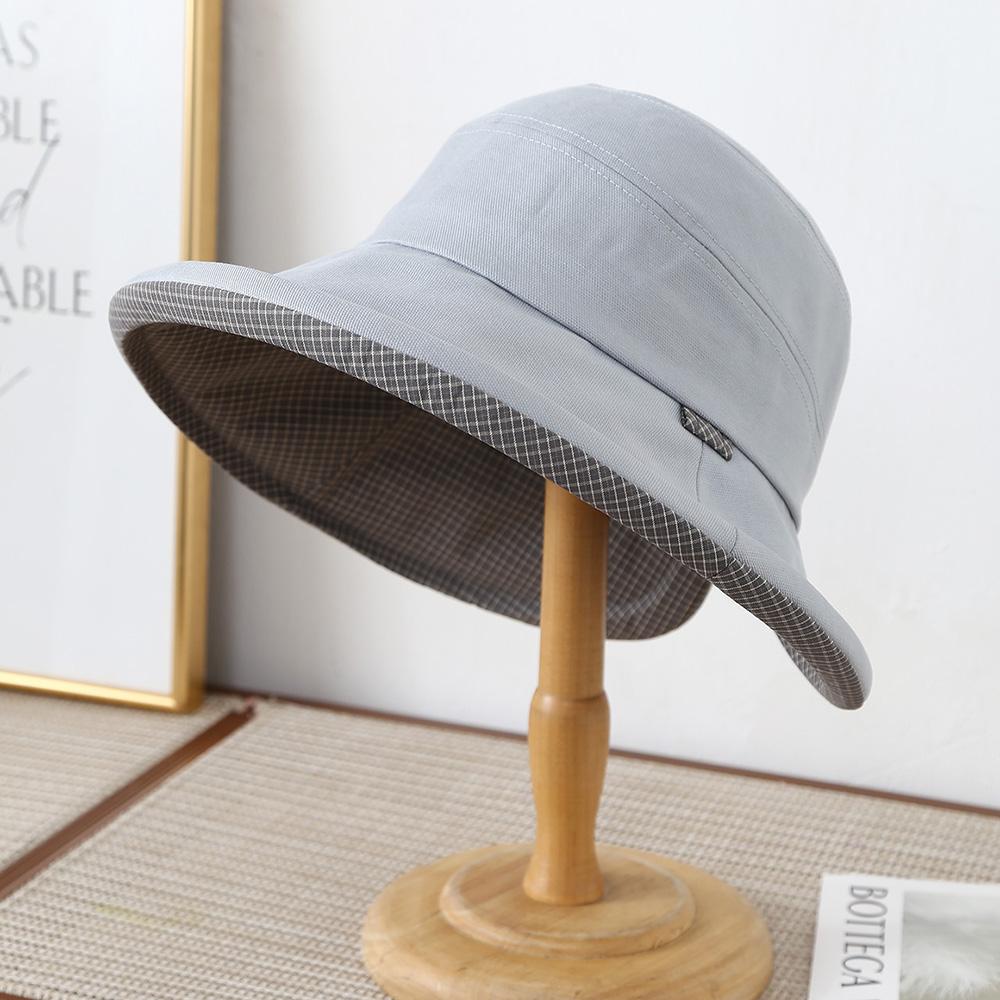 High End Women's Bucket Hat Plaid Travel Vacation Sun Caps Face-Flattering Versatile Spring Autumn Outdoor Hats
