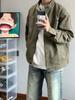 Men's Retro Washed Harrington Jacket, Stand Collar, High-End Design, Spring/Autumn Casual Wear