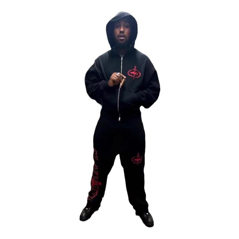 Corteiz Drill Style Hip Hop Printed Hoodie Set Men Youth Streetwear