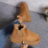 Thick-Soled Flannel Snow Boots with Elastic Band: Solid Color, Casual, and Comfortable