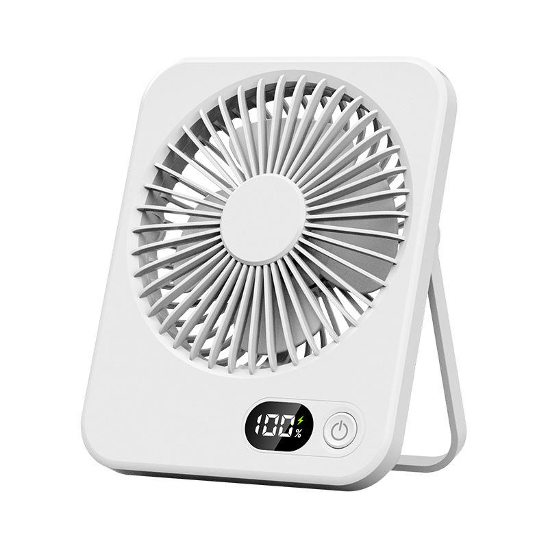 Ultra-Thin Portable Desktop Fan with Digital Display - Silent, Multifunctional, Rechargeable, and Hangable for Students and Offices.