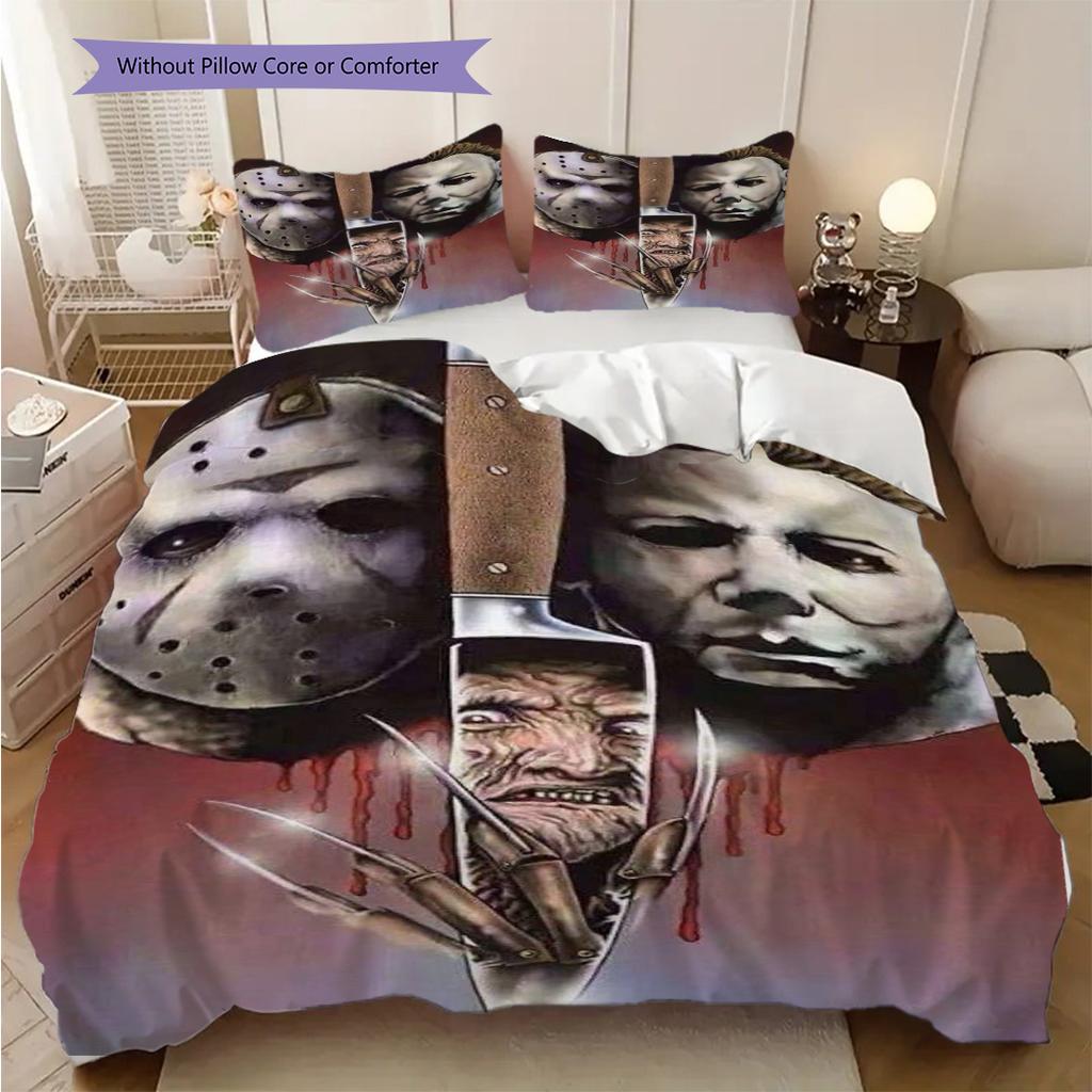 Halloween Horror Icons Comforter Set Bedding 1 Duvet Cover 2 Pillowcase Without Core Duvet Cover And Pillowcase Soft And Comfortable