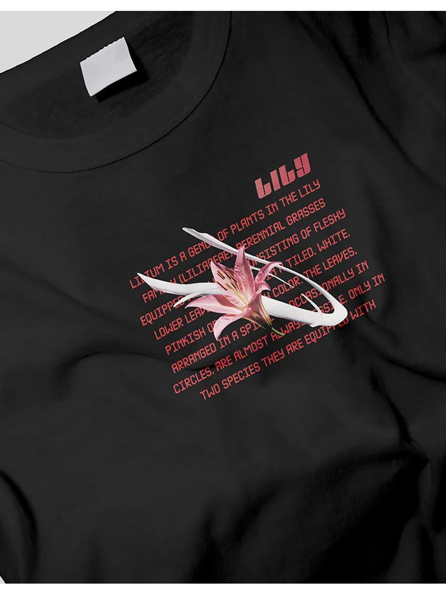 Dressy T-shirt with lily flower S