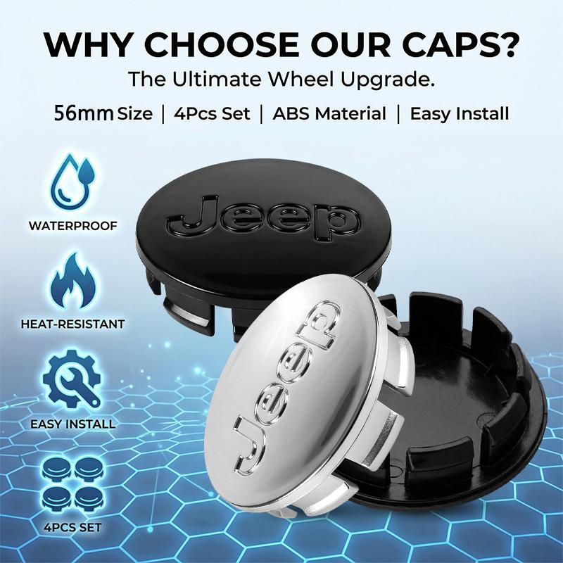 4Pcs 56mm Car Wheel Center Caps Hub Cap Covers Emblem For Jeep Renegade Wrangler JK Grand Cherokee WJ XJ Willys Compass Command AKZ1