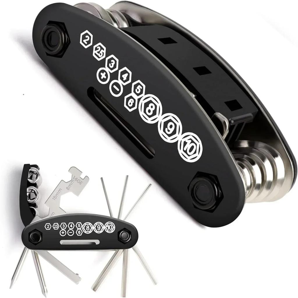 1PC 16 In 1 Tool Set Rust Resistant Sturdy Durable Foldable Bicycle Repair Kit Convenient And Multifunctional Maintenance Tool