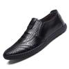 Leather shoes Young men pedal Doudou shoes soft sole hollow mesh breathable men's shoes lazy business casual leather shoes