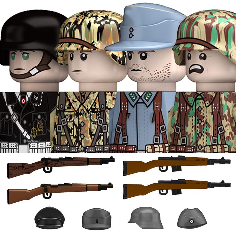 Ungiftige Militär-Zweiter Weltkrieg Deutsche Marine Panzer Truppen Bausteine USA 101. Großbritannien Sowjetunion Soldaten Infanterie Waffen Steine Spielzeug Kinder