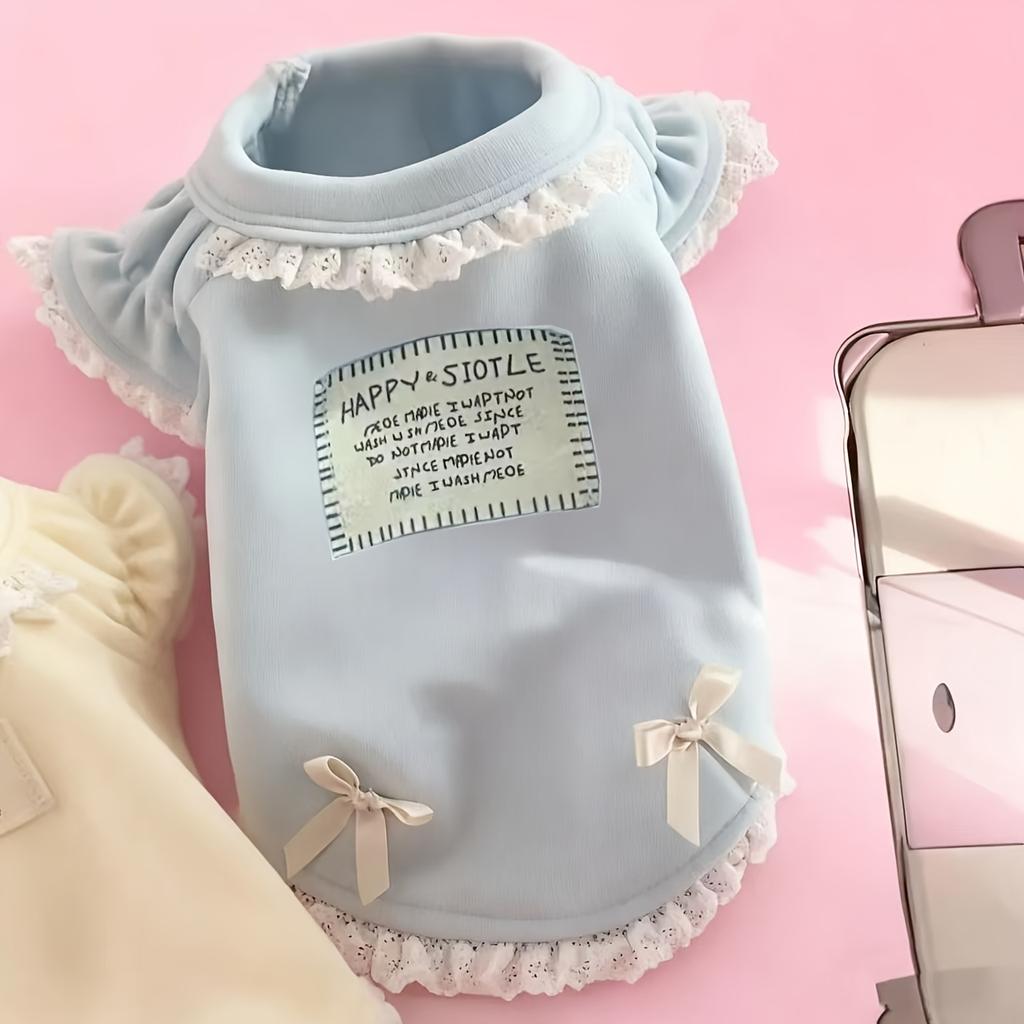 1pcsPet Dog Clothes Small Dog Clothes Pet Solid Color Base Basic Elastic Doll Collar T-shirt Cat Bichon Frize