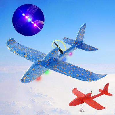 Electric Foam Plane Glider Hand Throw Airplane with LED Light Automatic Flight Planes Outdoor Kids Toys for Children Boys Gifts