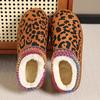 Leopard Print Thick Bottom Snow Boots Women Warm Thicken Plush Cotton Shoes Woman 2024 Winter Flat Heels Platform Ankle Boots