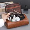 Women Men Retro PU Leather Cosmetic Bags Travel Toiletry Bag Female Waterproof Travel Makeup Bag Toiletry Bag