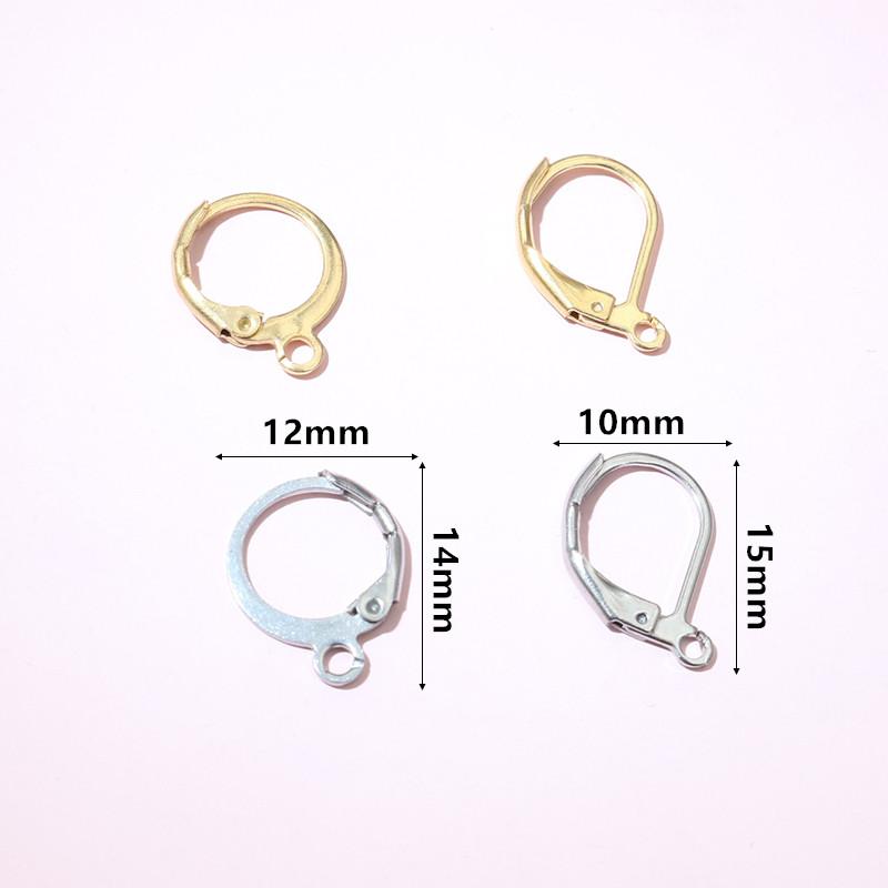 30pcs No Fade Stainless Steel French Lever Earring Hooks Clips 14x12mm 15x10mm DIY Earwire Earrings Jewelry Findings Accessories