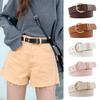 Gold Round Button Women's Belt PU Leather Leather Belt Vintage Waistband Belts  Pants