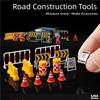 Miniature Traffic Barrier Set Warning Color Plastic Roadblocks Model Figure Props for Microlandscape Sand Table Setting