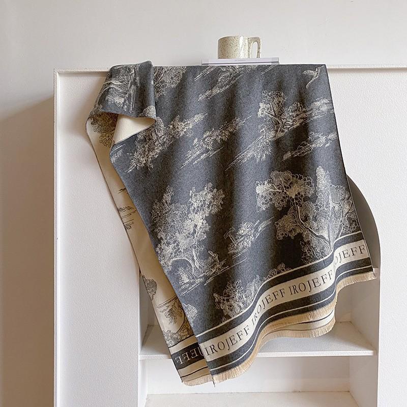 Light luxury jacquard shawl ink double-sided printing scarf scarf high-end sense fashion temperament versatile imitation cashmere