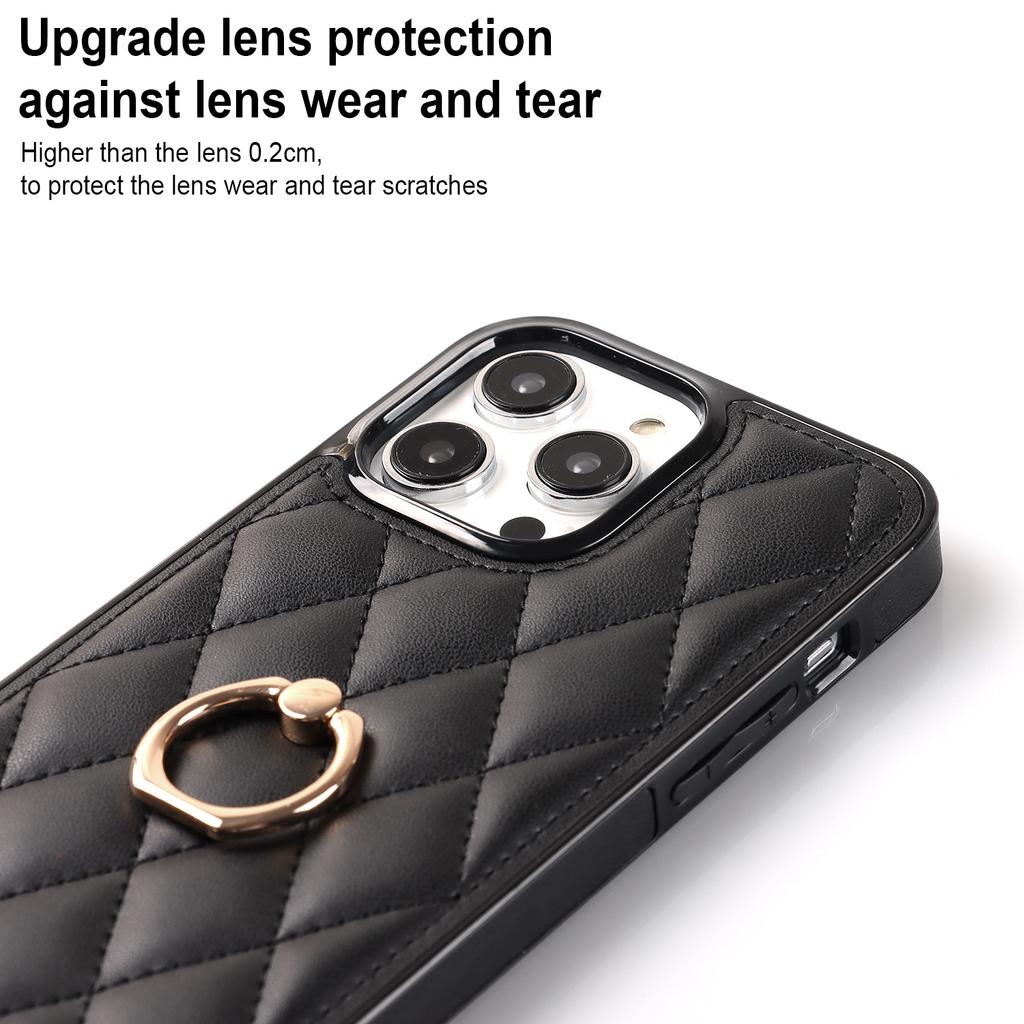 Luxury Leather with Ring Holder Soft Case for iPhone 15 14 13 11 Pro Max 12 Mini XS XR X 8 7 6 6S Plus 14Pro 13Pro Shockproof Cover