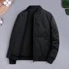 Men Cotton Coat Solid Color Stand Collar Long Sleeve Casual Baseball Style Coat with Pockets Winter Thickened Warm Outerwear