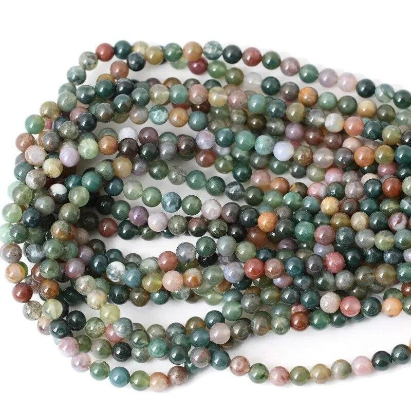 Mărgele de agat natural rotund din India 4/6/8/10 mm pentru realizarea de bijuterii, brățări de mărgele DIY și cadou rafinat