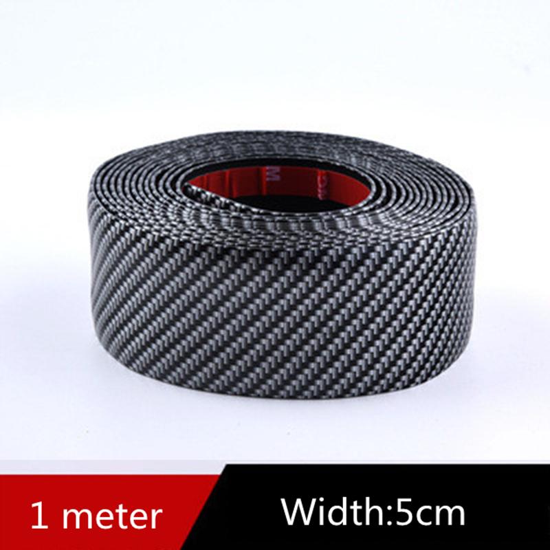 

Автомобильные наклейки шириной 5 см, защита от царапин, защитная пленка для порога, резиновая полоса, углеродное волокно, Защитная пленка для автомобильного порога, бампера 5CMx1M Black