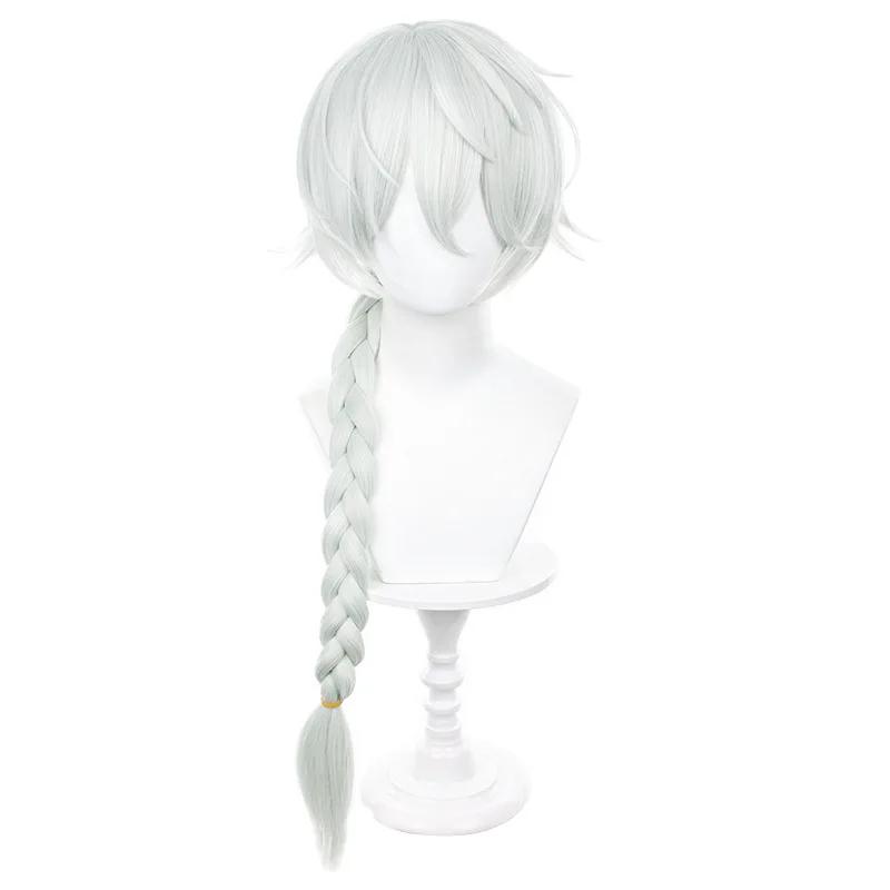 High Quality Nikolai Gogol Cosplay Wig Anime Bungo Stray Dogs Season 4 Long White Braid Heat Resistant Synthetic Wigs for Man