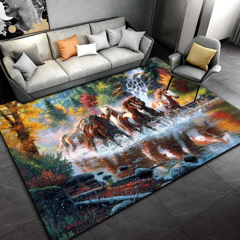 Horse Pentium Art Print Carpet Children's Play Room Carpet Living Room Bedroom Carpet Anti-slip Door Mat Birthday Gift  Sonic