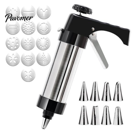 Food-grade Cookie Press with Nozzles Stainless Steel Biscuit Maker Easy Squeeze Baking Tool for Cookies Dough Decorating Home Commercial Use