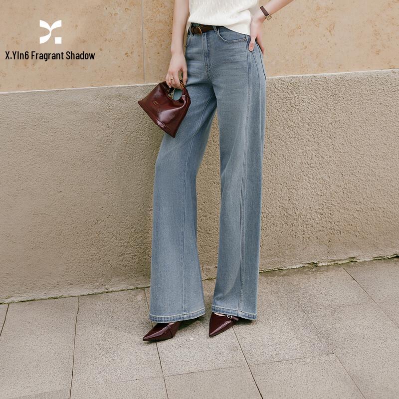 Xiangying Women s High-Waist Wide-Leg Denim Jeans L джинсовый синий