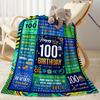 Vintage 100th Birthday Celebration Blanket Comfortable Suitable for Office Chair Picnics All-Season Use Stylish Decor
