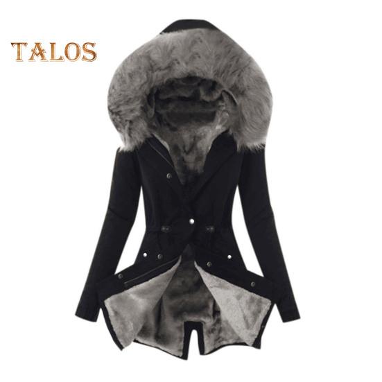 Zimní péřový kabát Polstrovaný s chlupatou kapucí a kapsami Zapínání na zip Parka Větruodolná Udržování tepla Denní svrchní bunda za chladného počasí