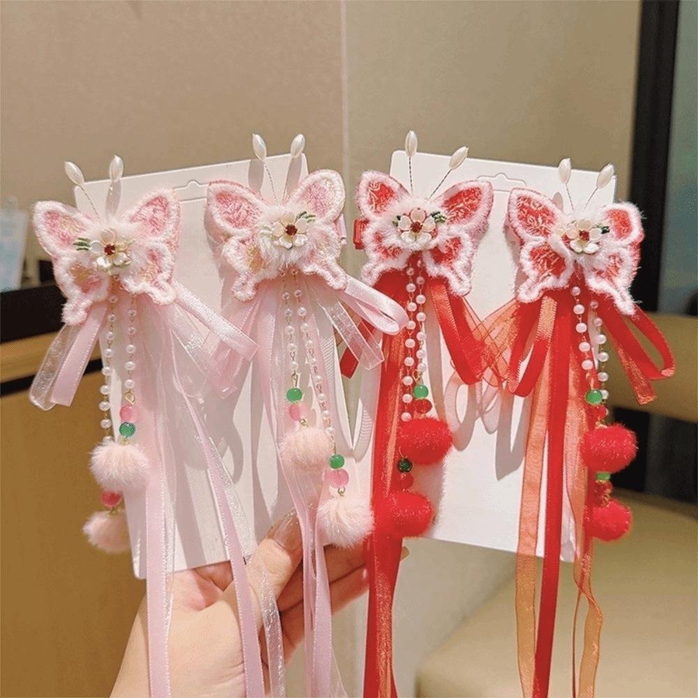 Cute Tassel Hairpin Bow New Year Hair Accessory Hanfu Traditional Chinese Hair Clip Celebration