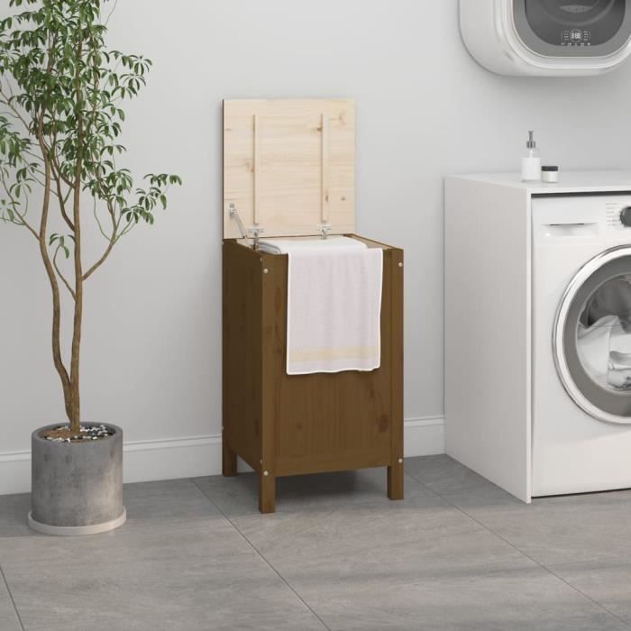 VidaXL Laundry Box Honey Brown 44x44x76 Cm Solid Pine Wood 823577
