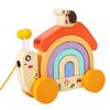 Wooden Drag Snail Rainbow Building Block Car Baby Puzzle Stacking Toddler Parent-Child Interaction Early Education Toy
