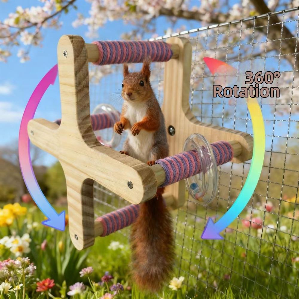 Wood Rotating Bird Perch Toy DIY Windmill Swing Parrot Toy Bird Training Stand  Bird Play