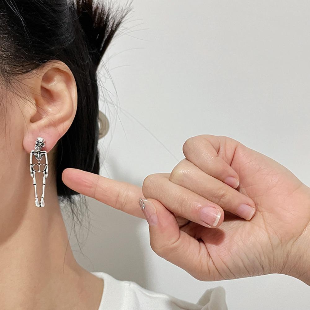 Zinc Zinc Alloy Skeleton Earrings Hip Hop Imitation Human Bone Earrings Fashion Halloween Earrings  Couple