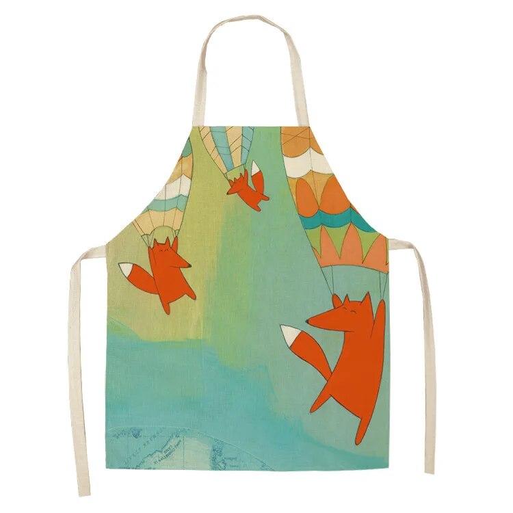 Kochschürze zum Backen, Kochen, Küchenschürze, Cartoon-Fuchs-Schürze, Leinenschürze, Unisex, Abendessen, Abendessen, Kochlätzchen, Schürze, Reinigungsschürze